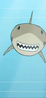 Cartoon shark swimming in blue ocean wallpaper.