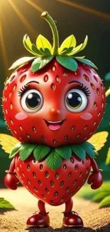 Adorable cartoon strawberry character with vibrant colors.