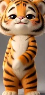 Cute cartoon tiger showing playful expression.