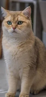 Adorable cat with blue eyes sitting indoors.