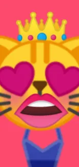 Cute cat emoji with pink background and crown.