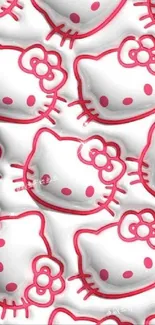 Cute pink and white cat faces pattern wallpaper.