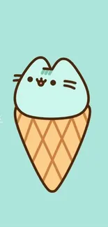 Mint cat ice cream cartoon wallpaper.