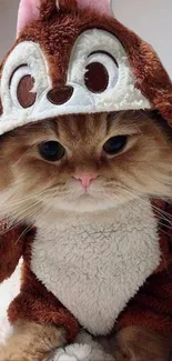 Adorable cat in a fluffy animal costume, looking cozy and cute.