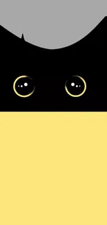 Minimalist black cat silhouette on yellow background wallpaper.