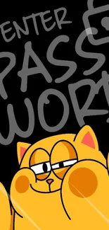 Cartoon cat with password text wallpaper.