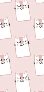 Adorable cat pattern wallpaper in soft pink.