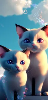 Charming cats under a blue sky in a sunny day wallpaper.