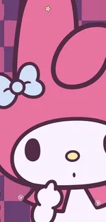 Cute pink-themed mobile wallpaper with charming character design.