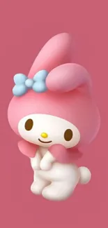 Adorable pink character wallpaper for mobile.