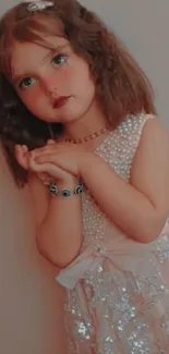 Elegant young girl in jeweled dress