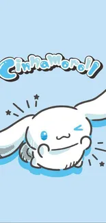 Cute Cinnamoroll character on a light blue background wallpaper.