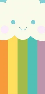 A cute cloud with a vibrant rainbow background.