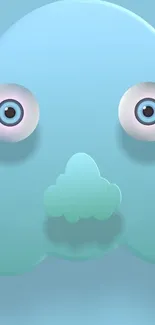 Cartoon cloud face with big eyes on a blue background.