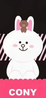 Adorable Cony and Brown Line Friends wallpaper with pink accents.