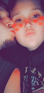 Couple with kiss filter face