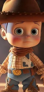 Cute cowboy cartoon character wallpaper.