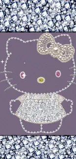 Cute crystal Hello Kitty wallpaper with lavender background.