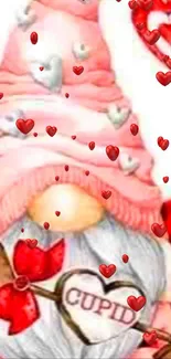 Cute gnome with Cupid theme and pink hat.