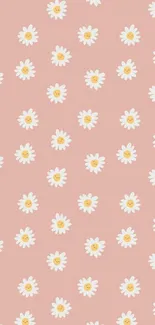 Pink background with daisy floral pattern, perfect for mobile wallpaper.