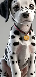 Adorable cartoon Dalmatian puppy sitting.