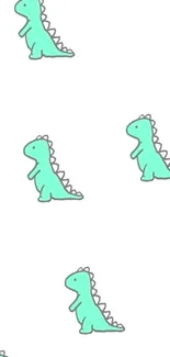 Mint green dinosaurs on white background wallpaper.