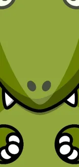 Cute cartoon dinosaur in olive green mobile wallpaper.