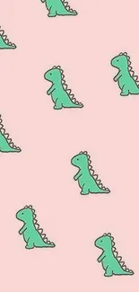 Cute dinosaur pattern on pink background, mobile wallpaper.