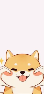 Cute Shiba Inu cartoon wallpaper with a playful expression.