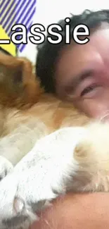 Cute dog resting on a person's shoulder.