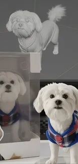 Fluffy dog toy with realistic design and playful appearance.