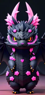 3D fantasy dragon wallpaper with pink accents.