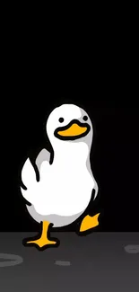 Minimalist cartoon duck on a black background wallpaper.