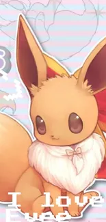 Adorable Eevee with a big red bow in a cute anime style.