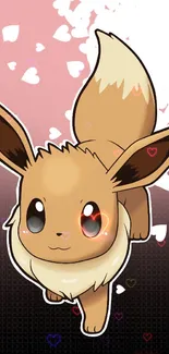 Adorable Eevee with pink background wallpaper.