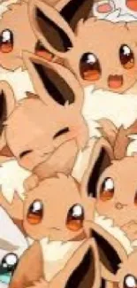 Cute Eevee Pokémon wallpaper with multiple characters.