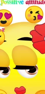 Cute emoji with positive attitude text wallpaper.