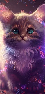 Cute kitten with fairy wings in a magical fantasy setting.