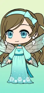 Adorable cartoon fairy with gradient background.