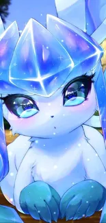 Cute blue fantasy creature in anime style.