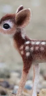 Cute fawn standing in nature, perfect as a mobile wallpaper.