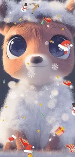 Adorable animal in festive Christmas setting on mobile wallpaper.