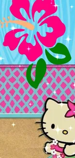 Cute wallpaper with a floral and character theme on mobile display.