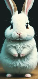 Cute fluffy bunny on dark background.