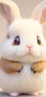 Adorable fluffy bunny with big eyes.