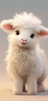 A cute, fluffy lamb standing on a soft gradient background.