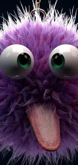 Cute fluffy purple monster with big eyes.