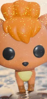 Cute fox figurine with golden sparkles.