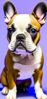 Cute French bulldog with lavender background