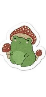 Cute frog with mushroom hat mobile wallpaper.